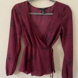 Forever 21 Maroon Wrap Top Size Small